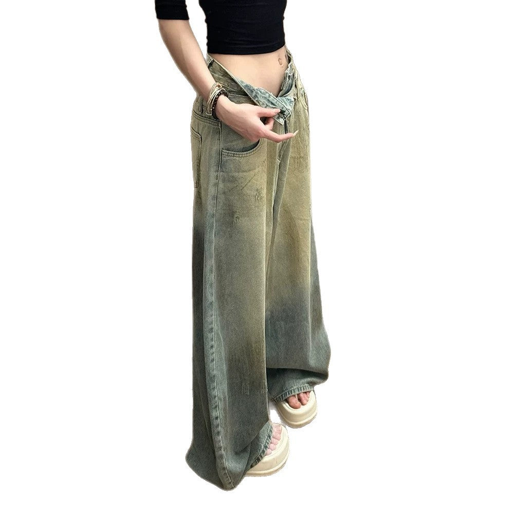 High Waist Distressed Denim Pants