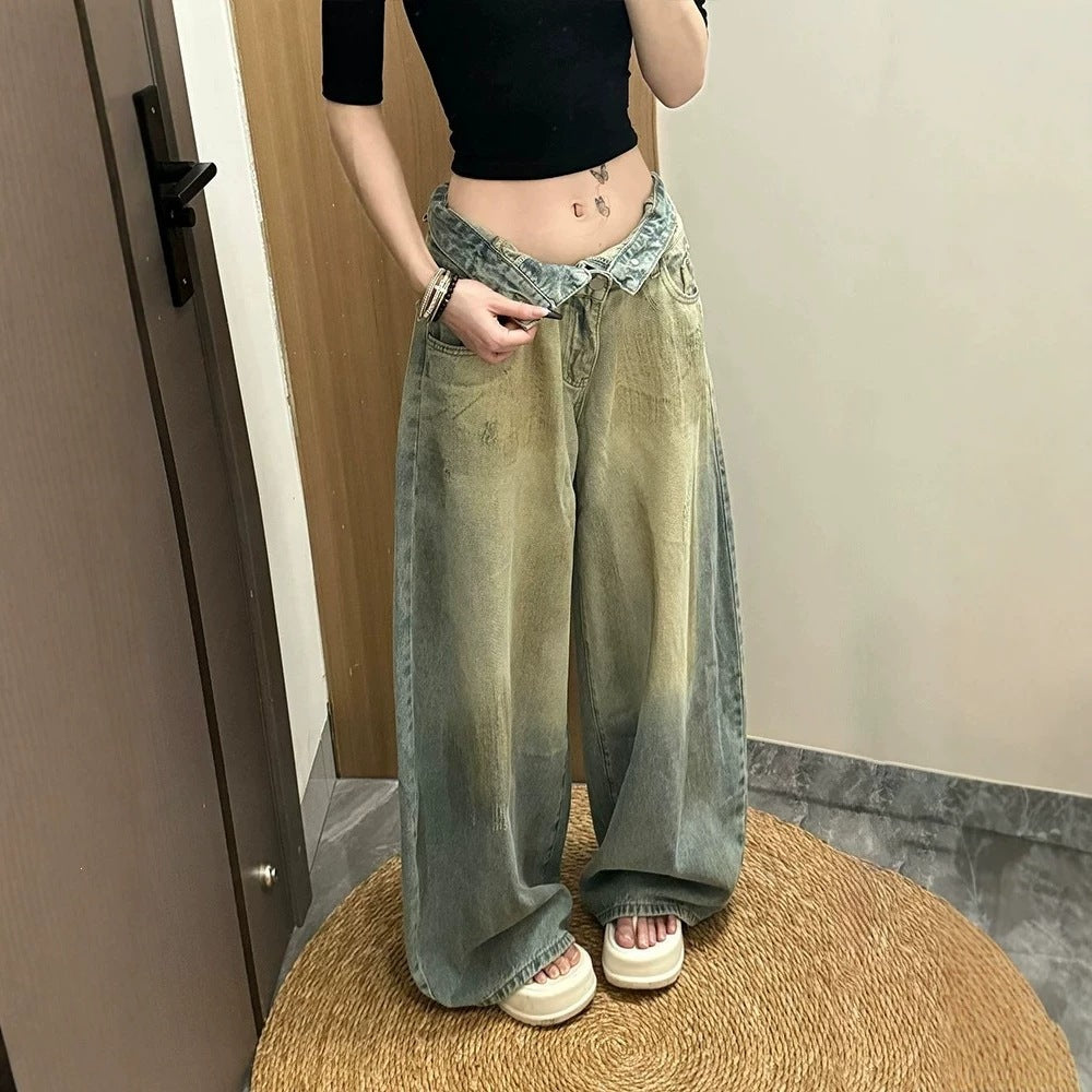 High Waist Distressed Denim Pants